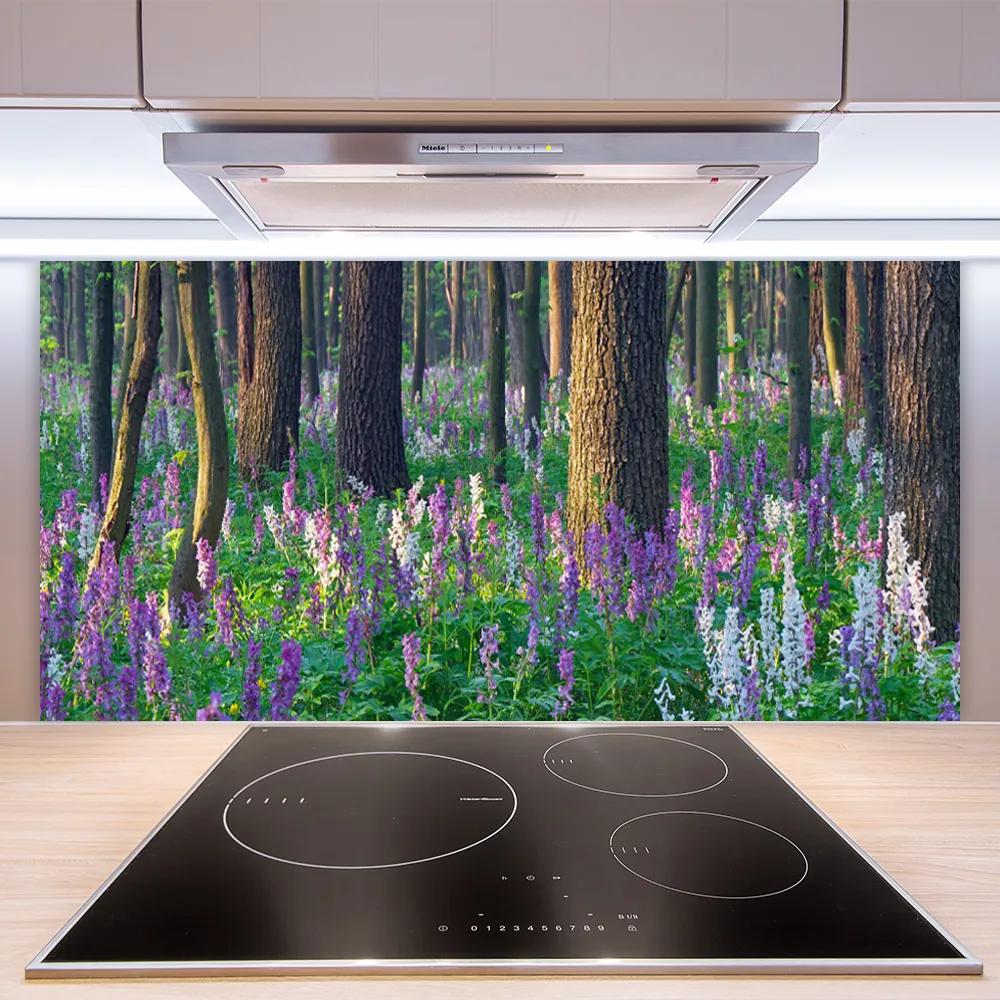 Pannello paraschizzi cucina Natura dei fiori della foresta 100x50 cm