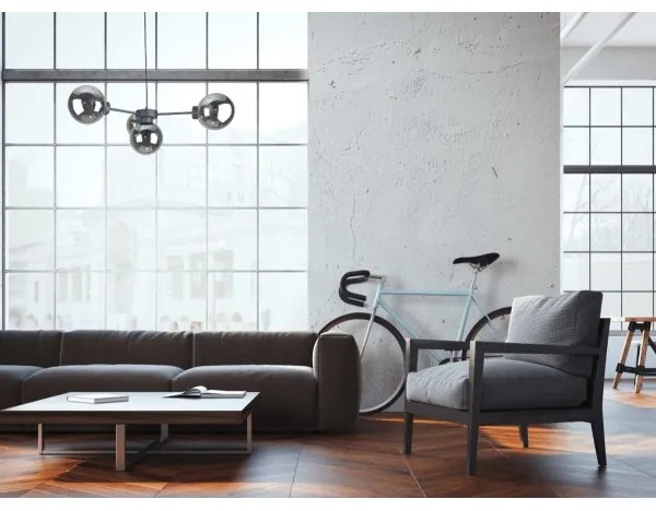 Lampadario a sospensione con filo KALIOPE II 4xE14/50W/230V nero/fumé nero