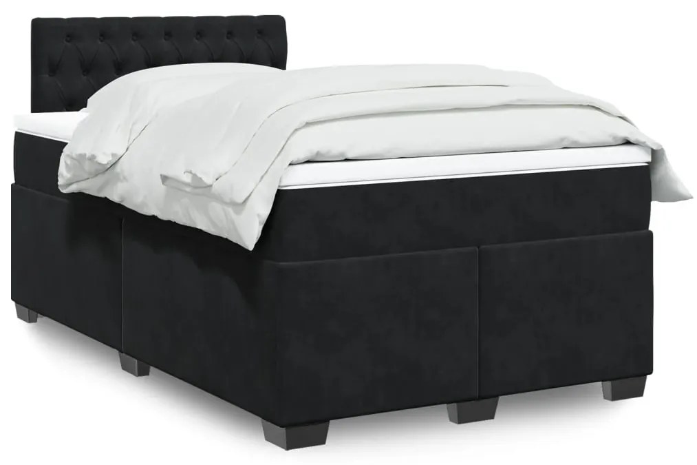 Giroletto A Molle Con Materasso Nero 120x200 Cm İn Velluto /
