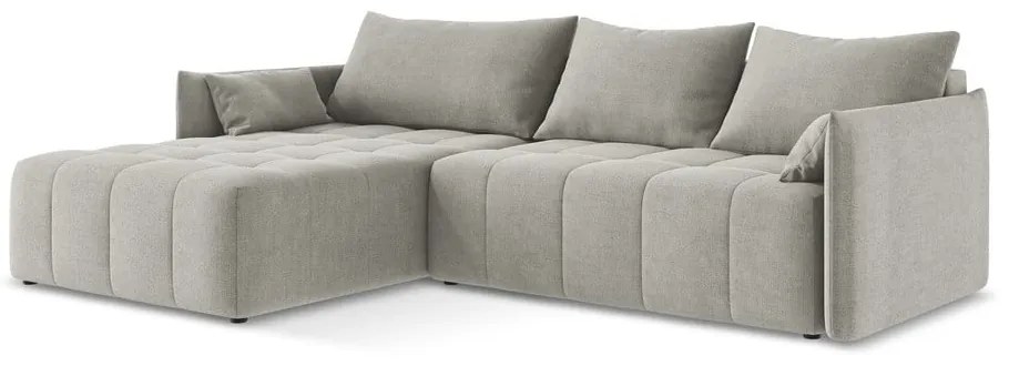 Divano angolare grigio chiaro allungabile/con contenitore (con penisola a sinistra/con chaise lounge) Moku – Makamii