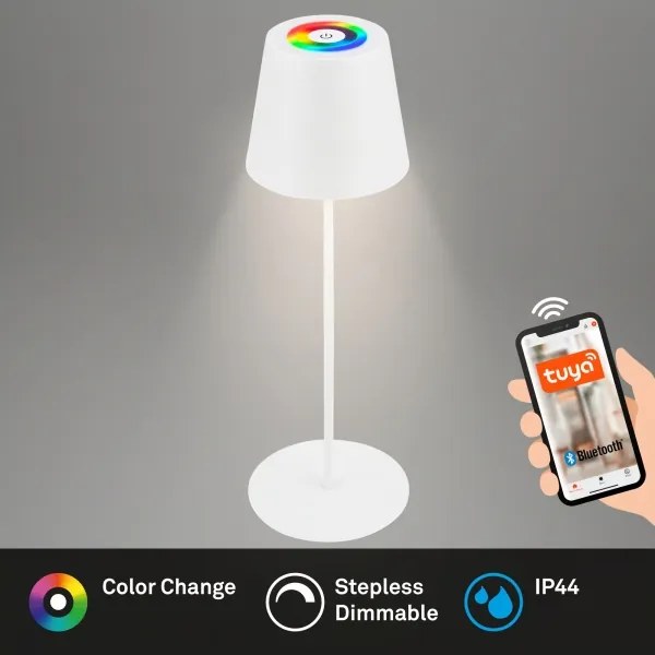 Briloner 7559016 - Lampada da tavolo LED RGB COLORIS 3,5W/5V IP44 2000mAh Wi-Fi Tuya