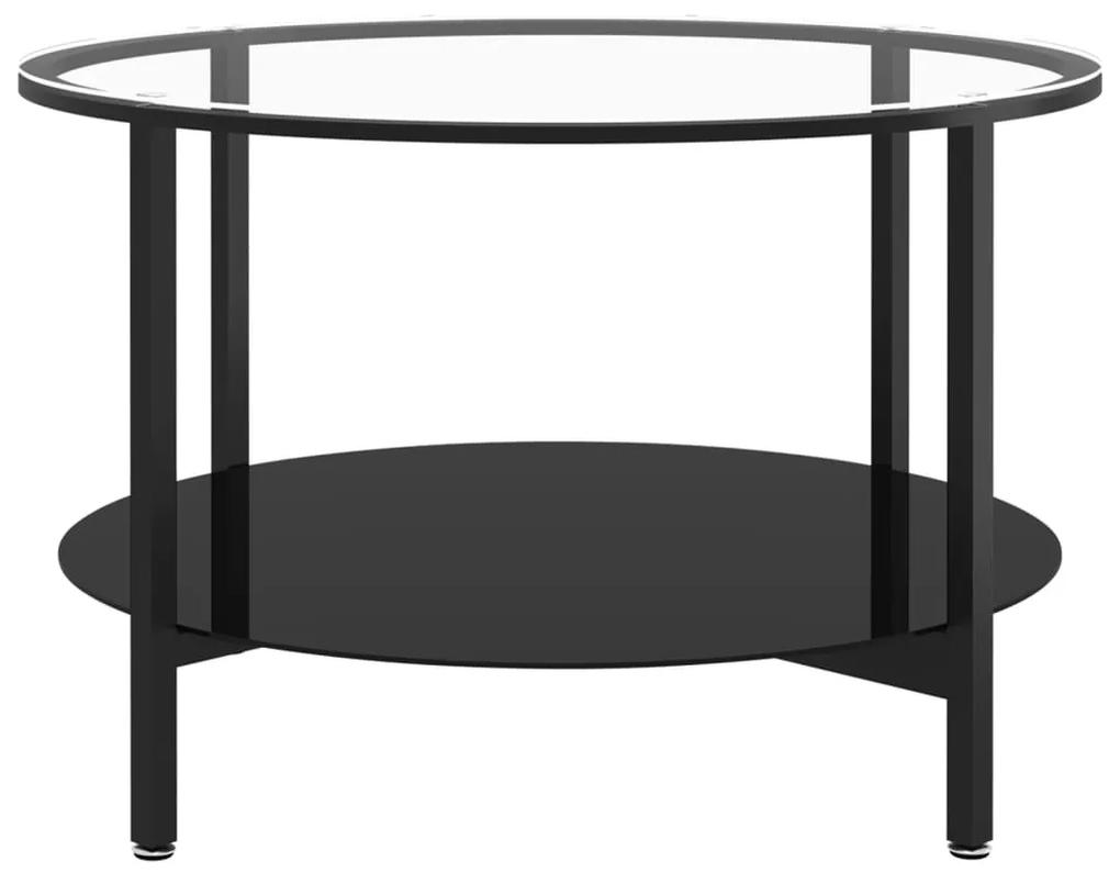 Tavolino da salotto nero e trasparente 70 cm in vetro temperato