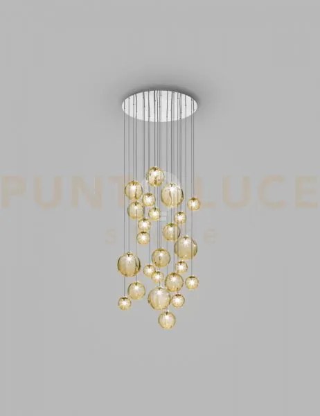 Puppet sospensione r24 ambra trasparente cromo lucido 24 luci attac...