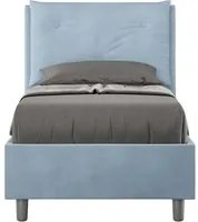 Letto imbottito Singolo 80x190 cm Appia - Con rete,Microfibra,Azzurro