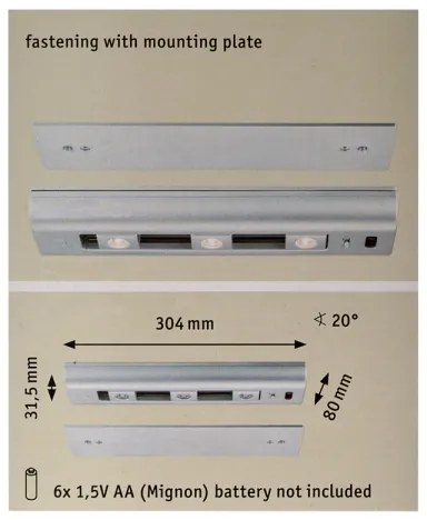 Paulmann 70640 - 3xLED/0,5W Luce sottopensile dimmerabile SLIDE 6xAA