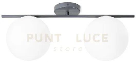 Jugen lampadario soffitto 2 luci vetro bianco montatura ottanio att...