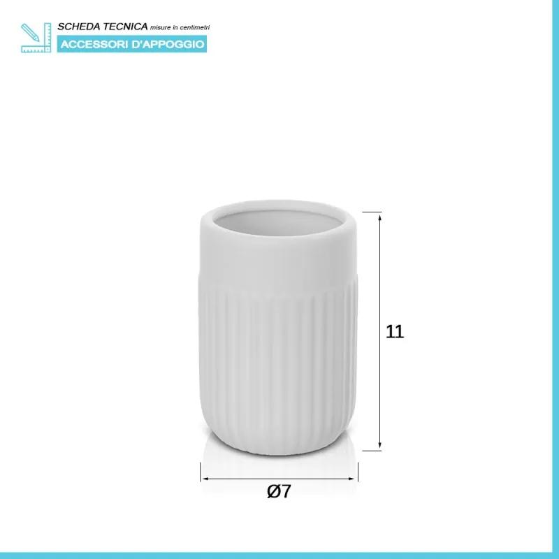 Portaspazzolini da appoggio bianco in ceramica Cup
