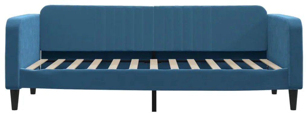 Divano letto con materasso blu 90x200 cm in velluto