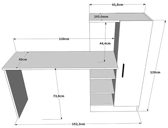 Scrivania Libreria Moderna 150 Cm Con Anta Laterale Legno E Nero Lambda