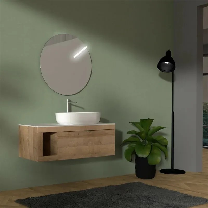 Mobile bagno portalavabo sospeso 80 cm miele con top carrara Maya