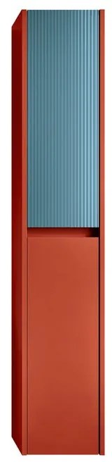 Colonna per mobile bagno Niwa 2 ante P 27 x L 30 x H 160 cm laccato opaco paprika con vetro blu pacifico cannettato