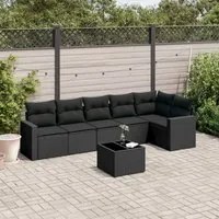 Set Divani da Giardino con Cuscini 7pz Nero Polyrattancod mxl 86998