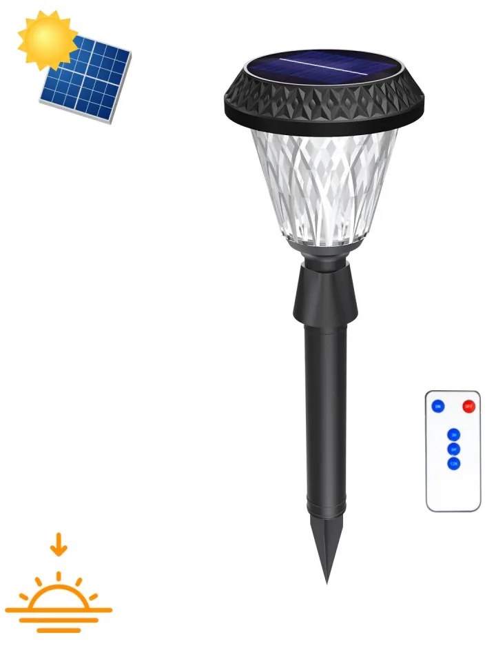 Lampada Solare da Giardino a Picchetto IP65 200 lumen, con Telecomando Colore  Bianco Naturale 4.000K