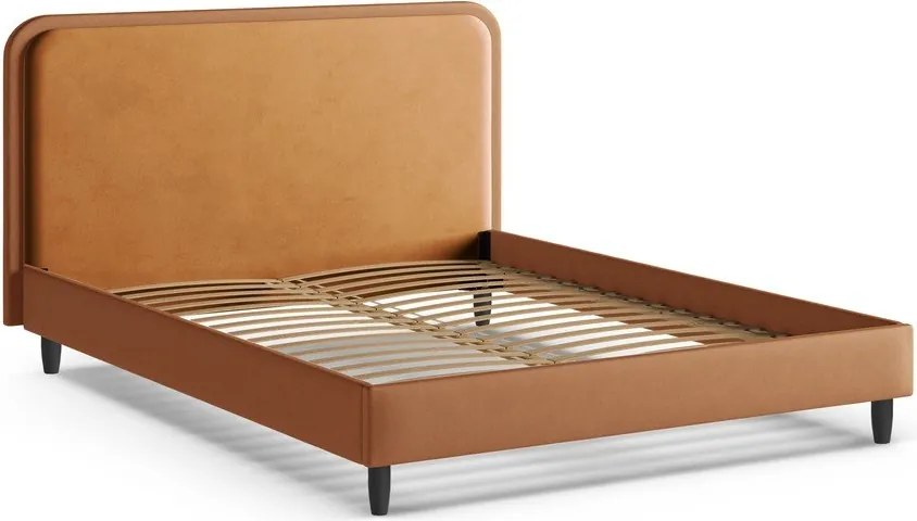 Letto matrimoniale imbottito arancione con rete inclusa 180x200 cm Aveline – Micadoni