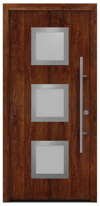 Porta d'ingresso HORMANN ISO PRO SECUR L 90 x H 210 cm rovere scuro tirare a destra