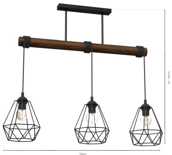 Lampadario a plafone ACERO 3xE27/60W/230V