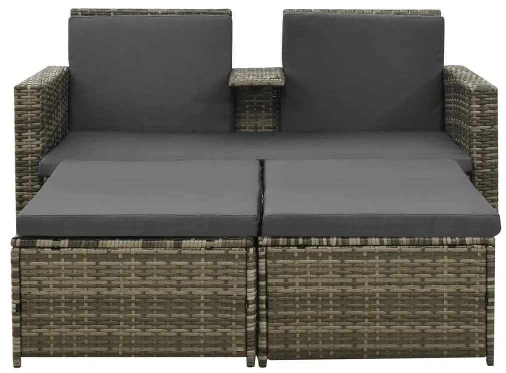 Set Divani da Giardino 3 pz con Cuscini in Polyrattan Grigio