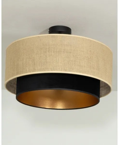 Plafoniera SARTA 1xE27/60W/230V Ø 45 cm nero/iuta