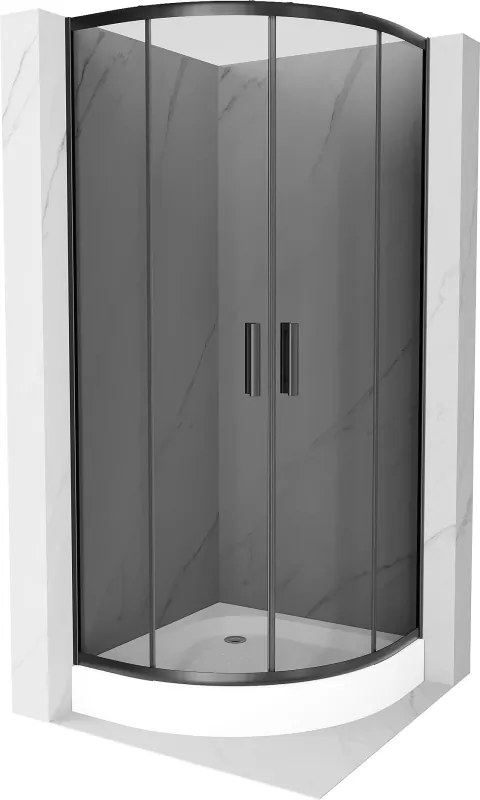 Mexen Rio cabina doccia semicircolare 70 x 70 cm, grafite, nera + piatto doccia, bianco - 863-070-070-70-40-4710