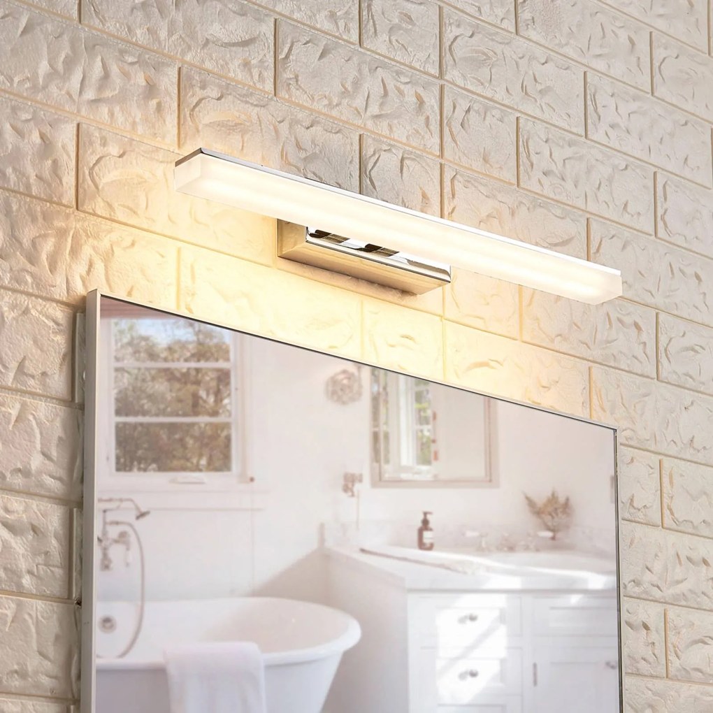 Lucande Applique LED per il bagno Julie, 46 cm, cromo, metallo, IP44