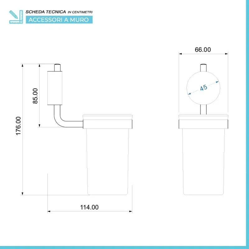 Set accessori a muro 6 pezzi in acciaio cromato e viti incluse Plaza