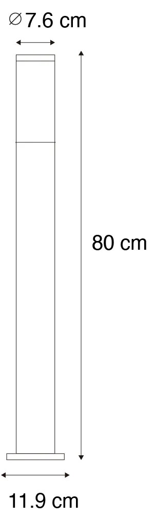 Lampada da palo per esterno moderna in acciaio con opalino 80 cm IP44 - Rox