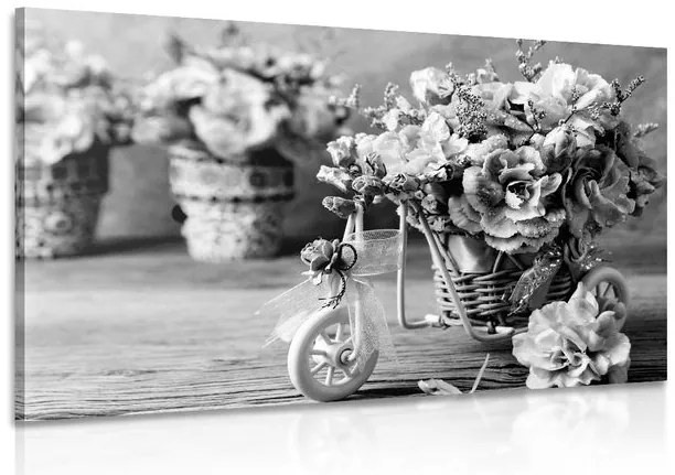 Stampa su tela – Garofano romantico in stile vintage in bianco e nero