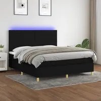 Letto a Molle con Materasso e LED Nero 160x200 cm in Tessutocod mxl 122966