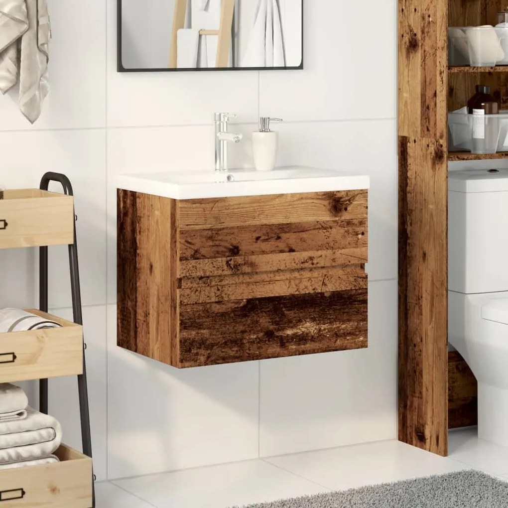 Mobile bagno con lavabo integrato legno antico 61x39,5x49 cm