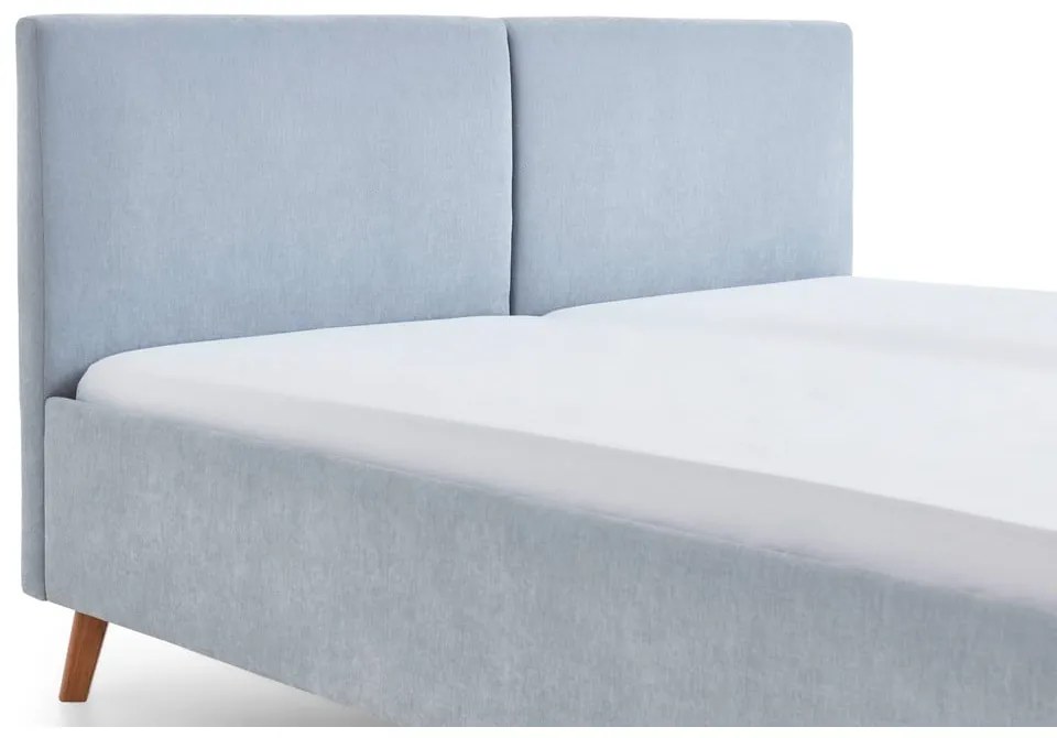 Letto matrimoniale imbottito azzurro con rete inclusa 160x200 cm Piano – Meise Möbel