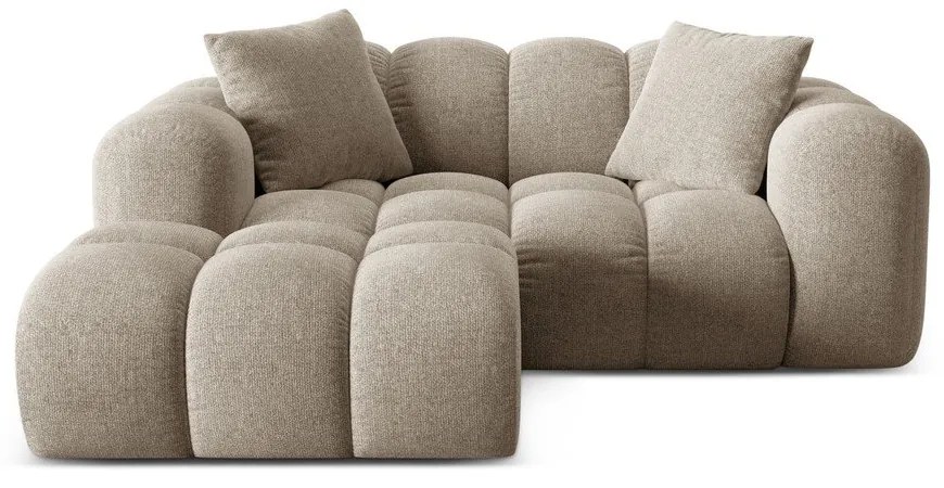 Divano angolare marrone chiaro (con penisola a sinistra/con chaise lounge) con rivestimento in ciniglia Treno – Cosmopolitan Design