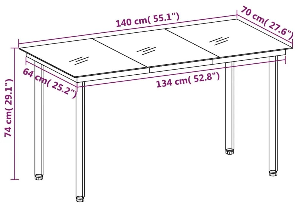 Set da Pranzo da Giardino 7 pz con Cuscini Beige