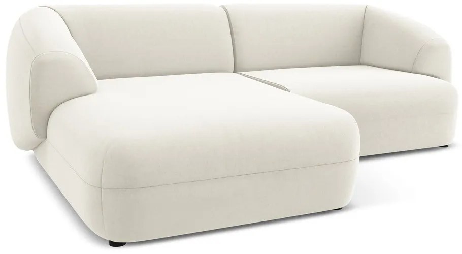 Divano angolare bianco (con penisola a sinistra) con rivestimento in velluto Moana – Makamii