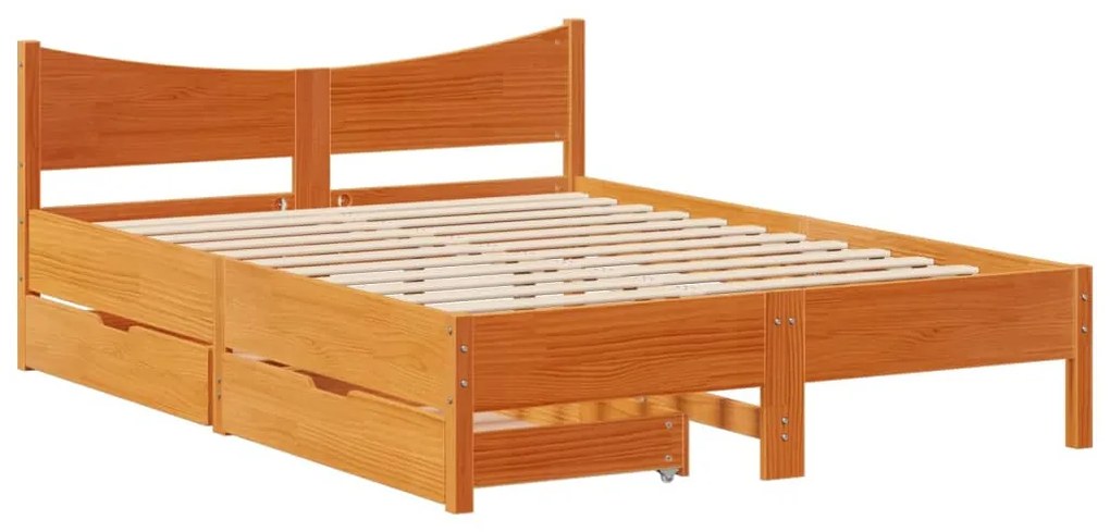 Giroletto con cassetti marrone cera 160x200 cm massello pino