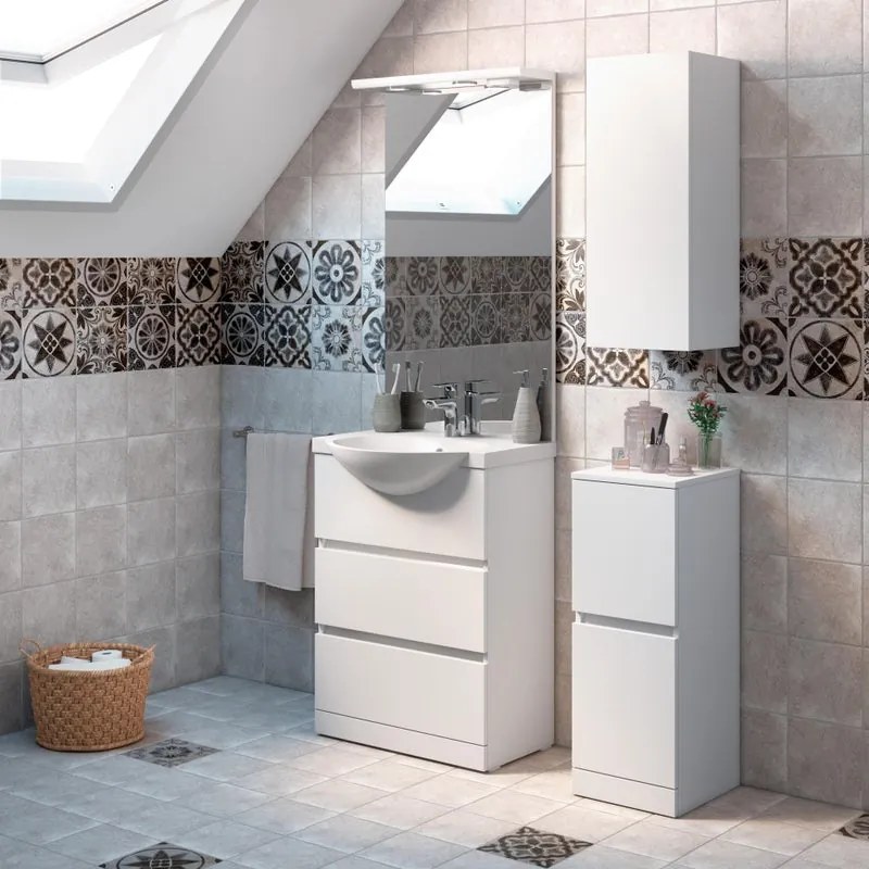 Mobile sottolavabo e lavabo Elise per vasca centrale bianco lucido L 60 x H 190 x P 33.5 cm 2 cassetti