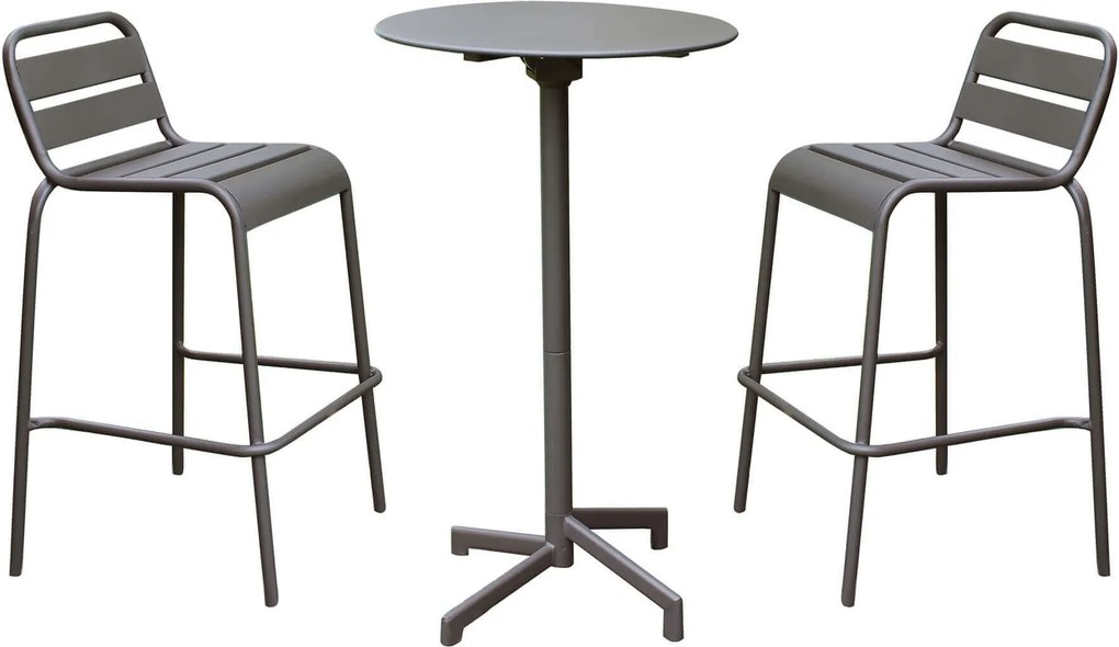 OPERA - set tavolo in metallo cm Ø 60 x 102 h con 2 sgabelle Opera