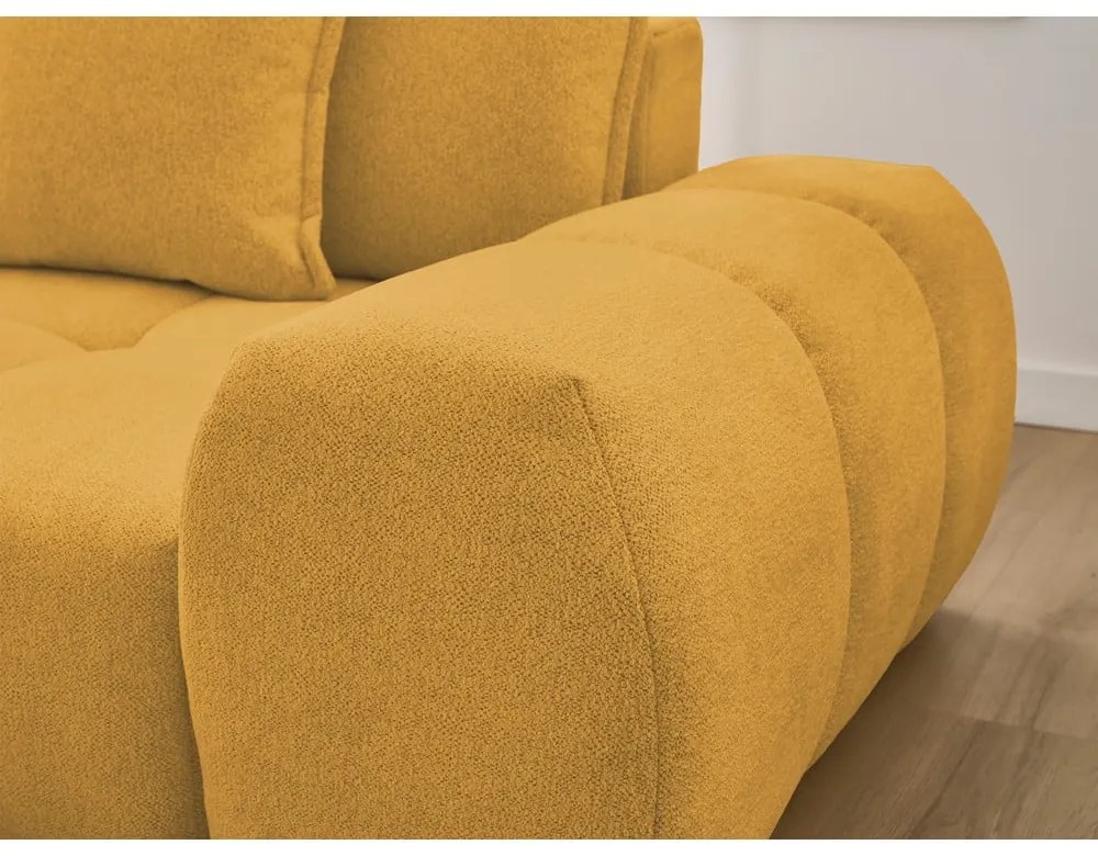 Divano angolare color senape allungabile e con contenitore (penisola a sinistra/chaise lounge) con rivestimento in ciniglia Everest – Bobochic Paris