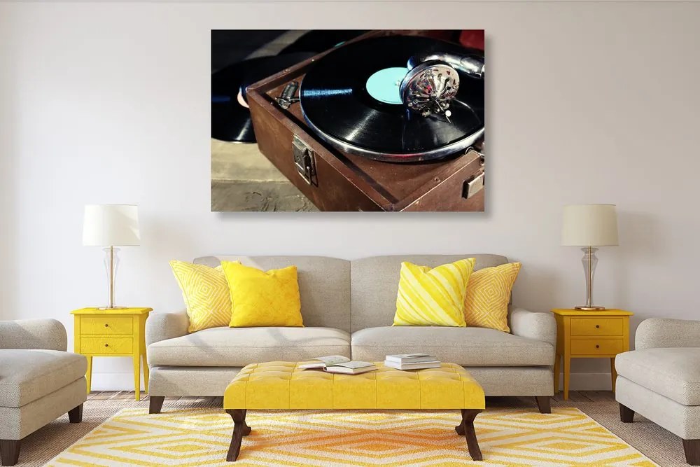 Stampa su tela – Giradischi con disco in vinile