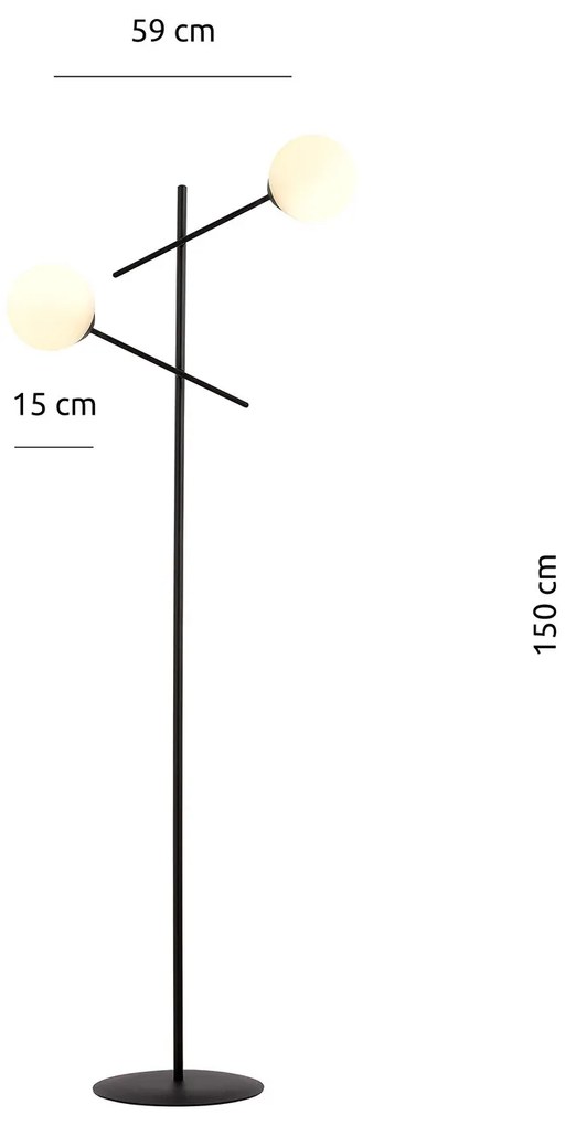 Piantana Contemporaneo Yama Acciaio Nero Bianco 2 Luci E14 Ip20