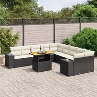 Set Divani da Giardino 11 pz con Cuscini in Polyrattan Nero 3272827