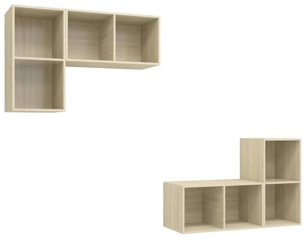 Mobile tv a parete 4 pz rovere sonoma in truciolato