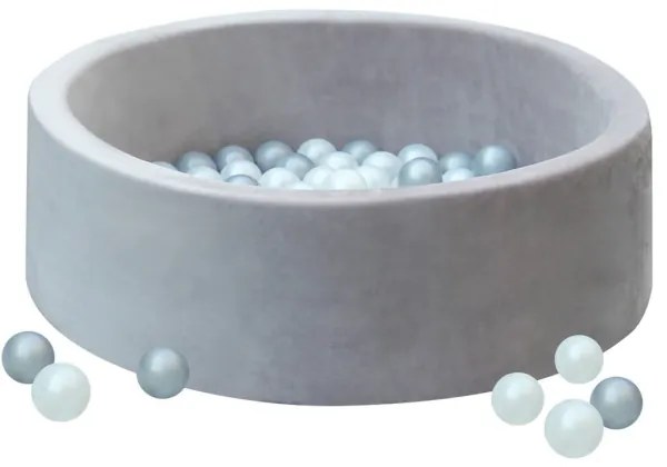 2Kids Toys - Piscina asciutta per bambini con palline, Ø 90 cm, grigio