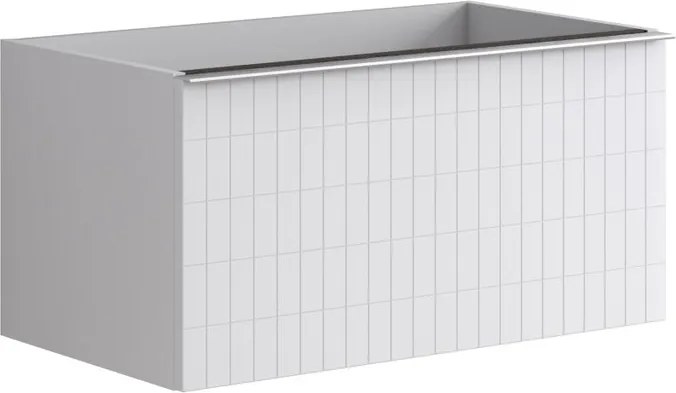 Mobile da bagno sospeso sotto lavabo Pixel grid 2 cassetti L 80 x H 40 x P 45.5 cm bianco laccato opaco, con maniglia alluminio brillante