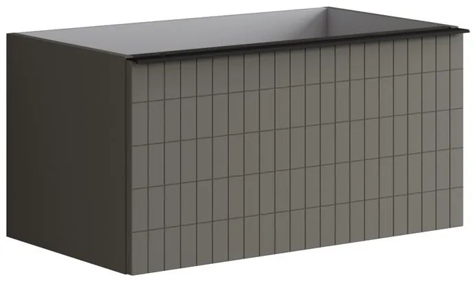 Mobile da bagno sospeso sotto lavabo L 80 x H 40 x P 45.5 cm grigio laccato opaco, 2 cassetti Pixel grid