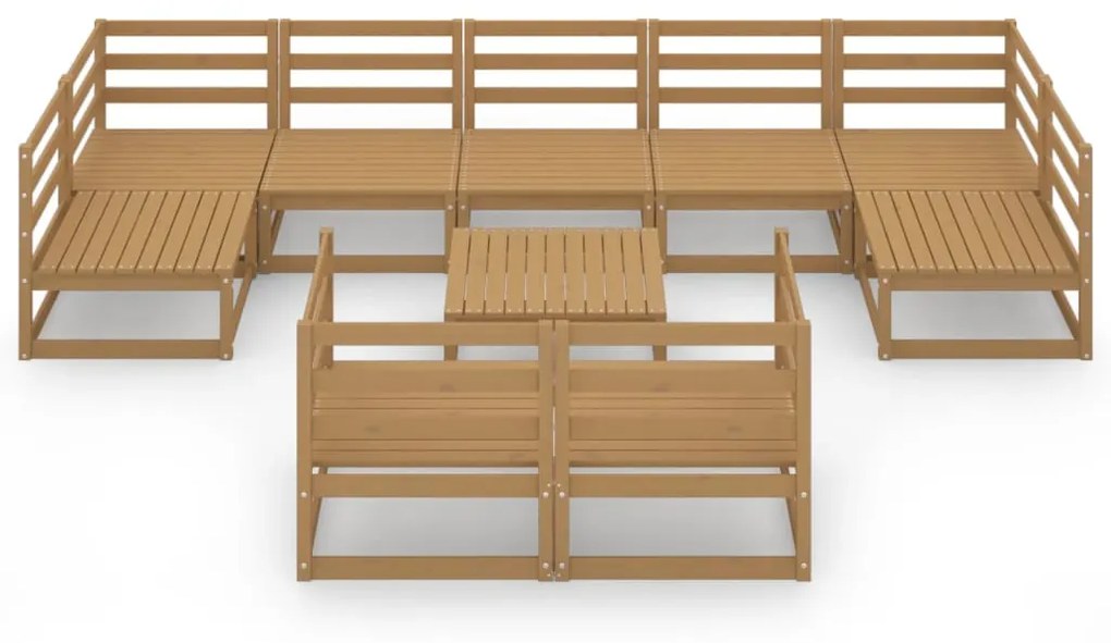 Set Divani da Giardino 10 pz in Legno Massello di Pino