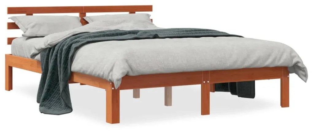 Letto Senza Materasso Marrone Cera 120x190 Cm İn Legno Di Pino /