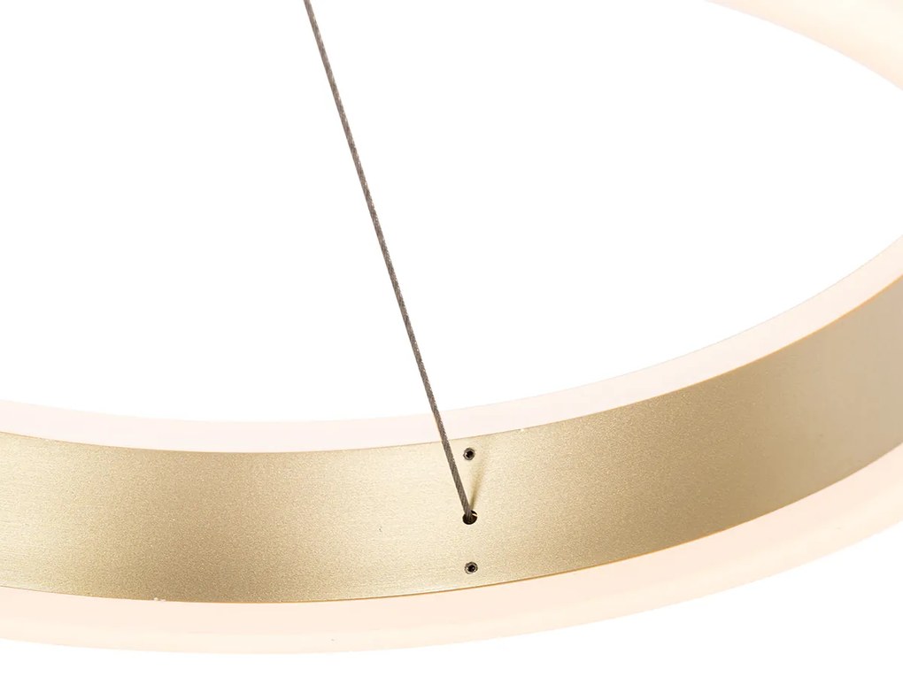 Lampada a sospensione in ottone rettangolare incl. LED dimmerabile a 3 livelli 3 luci - Lyani