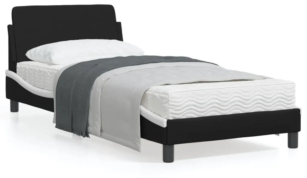 Giroletto Con Testiera Nero E Bianco 90x200 Cm İn Similpelle /