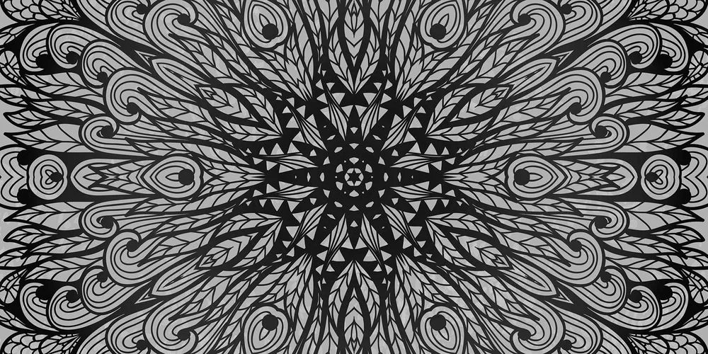 Stampa su tela – Ornamento etnico unico in bianco e nero