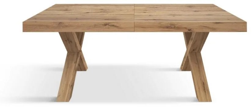 Tavolo allungabile AMALFI in legno effetto rovere rustico e gambe a X, allungabile 180×90 cm – 260×90 cm